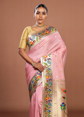 Pink Dupion Silk Saree With Blouse Piece