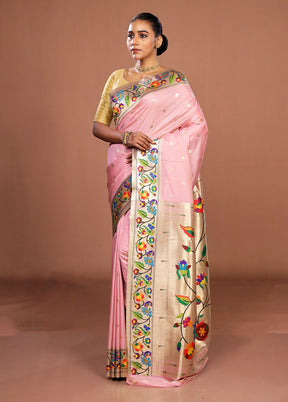 Pink Dupion Silk Saree With Blouse Piece