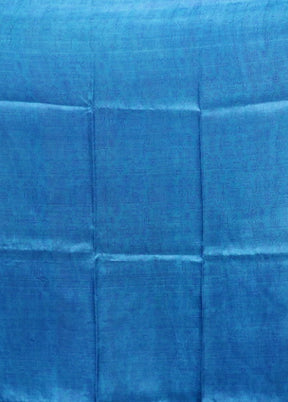 Blue Printed Pure Silk Saree Without Blouse Piece