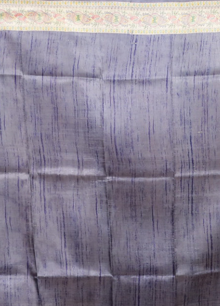 Grey Printed Pure Silk Saree Without Blouse Piece