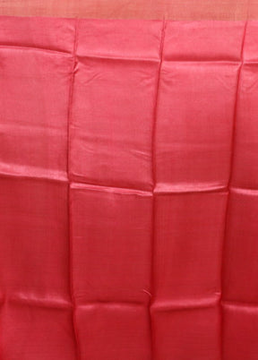 Red Handloom Tussar Pure Silk Saree With Blouse Piece