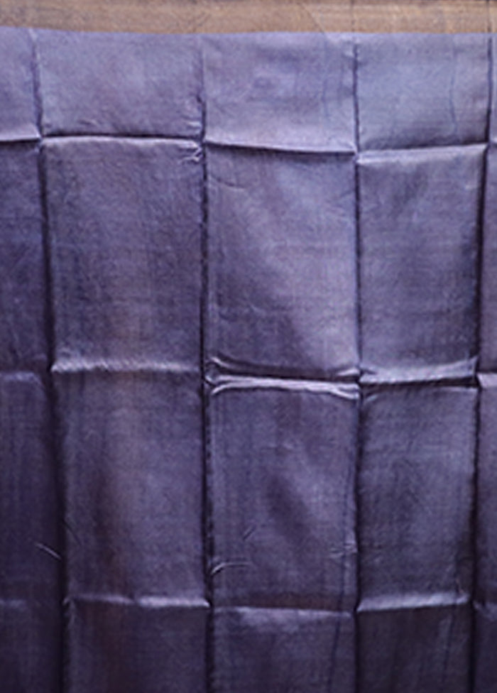 Blue Handloom Tussar Pure Silk Saree With Blouse Piece