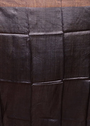 Black Handloom Tussar Pure Silk Saree With Blouse Piece