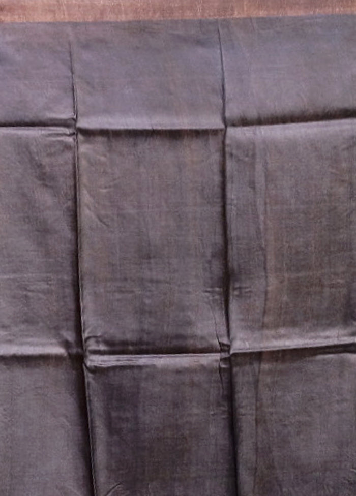 Cream Handloom Tussar Pure Silk Saree With Blouse Piece