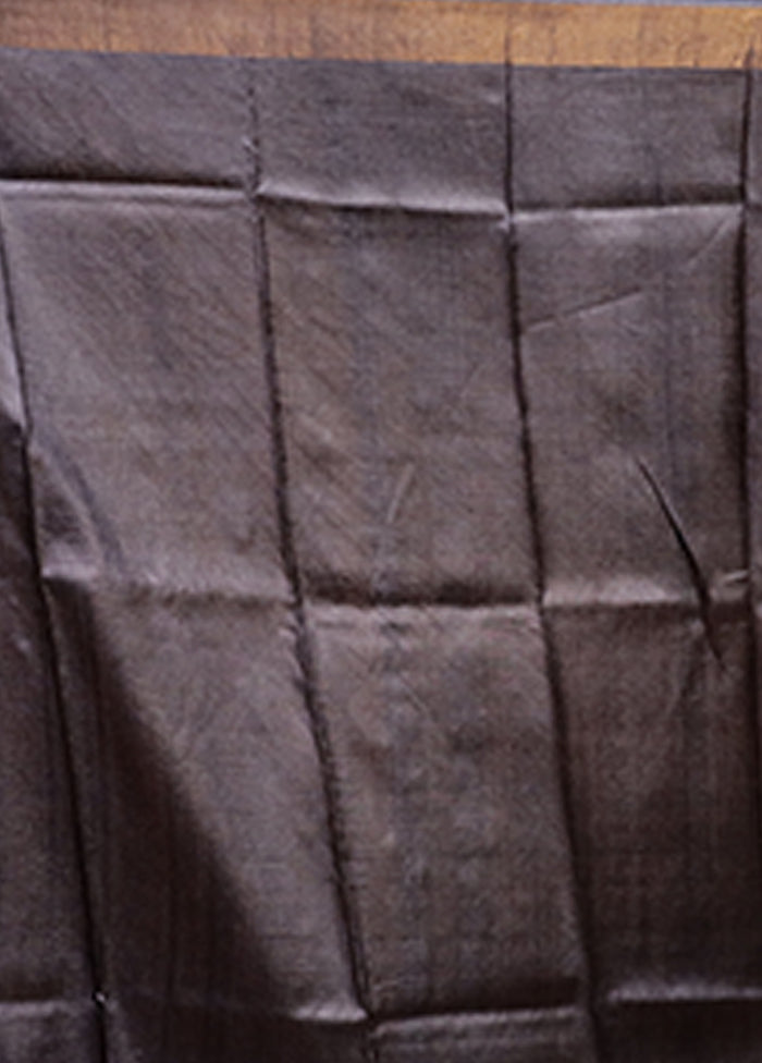 Cream Handloom Tussar Pure Silk Saree With Blouse Piece