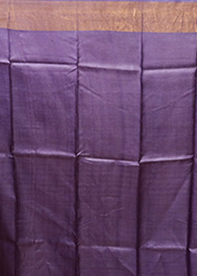 Purple Handloom Tussar Pure Silk Saree With Blouse Piece
