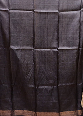 Cream Handloom Tussar Pure Silk Saree With Blouse Piece