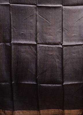 Cream Handloom Tussar Pure Silk Saree With Blouse Piece