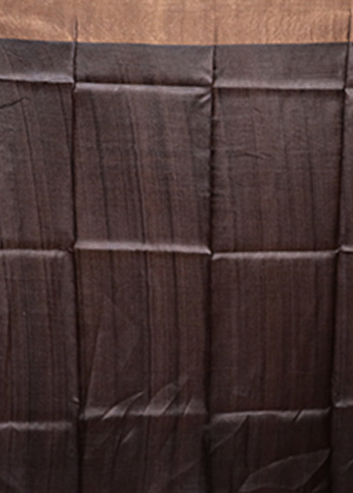 Blue Handloom Tussar Pure Silk Saree With Blouse Piece