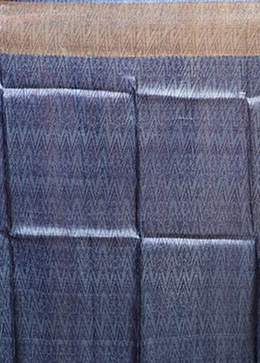 Blue Handloom Tussar Pure Silk Saree With Blouse Piece