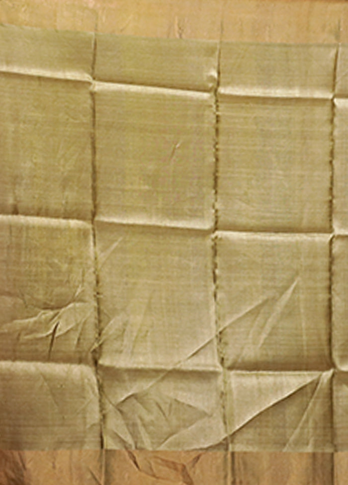 Blue Handloom Tussar Pure Silk Saree With Blouse Piece