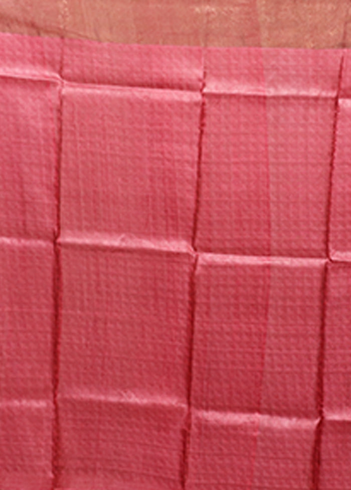 Cream Handloom Tussar Pure Silk Saree With Blouse Piece