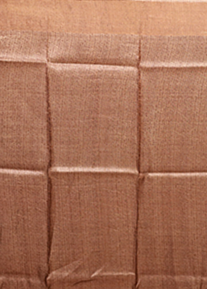 Cream Handloom Tussar Pure Silk Saree With Blouse Piece