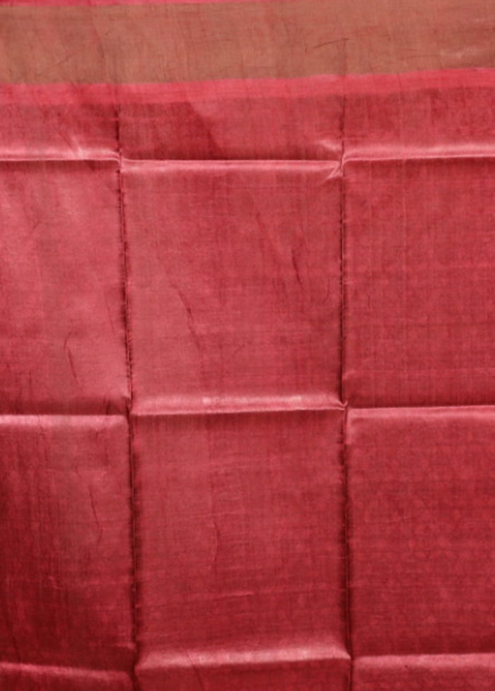 Multicolor Handloom Tussar Pure Silk Saree With Blouse Piece