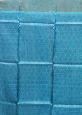 Green Handloom Tussar Pure Silk Saree With Blouse Piece