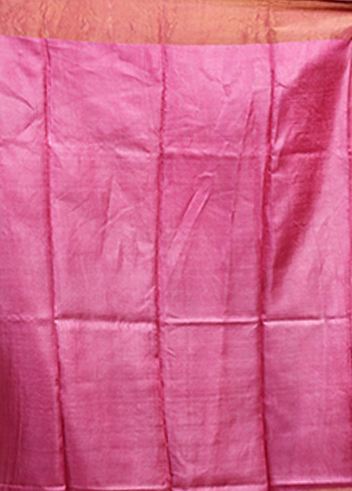 Cream Handloom Tussar Pure Silk Saree With Blouse Piece