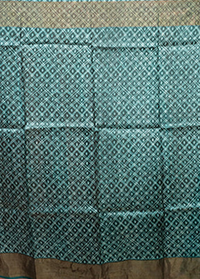 Green Handloom Tussar Pure Silk Saree With Blouse Piece