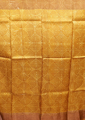 Yellow Handloom Tussar Pure Silk Saree With Blouse Piece