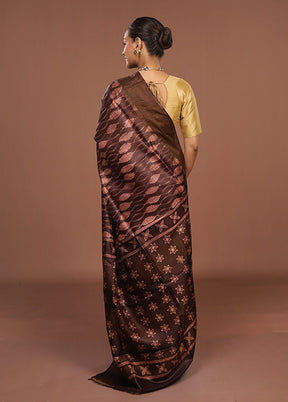 Purple Handloom Tussar Pure Silk Saree With Blouse Piece