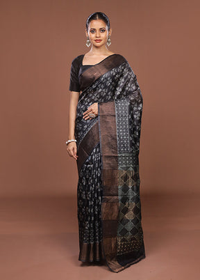 Blue Handloom Tussar Pure Silk Saree With Blouse Piece