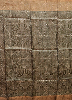 Green Handloom Tussar Pure Silk Saree With Blouse Piece