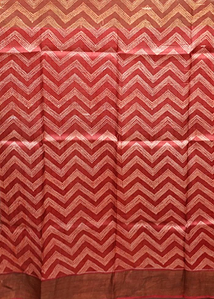 Pink Handloom Tussar Pure Silk Saree With Blouse Piece