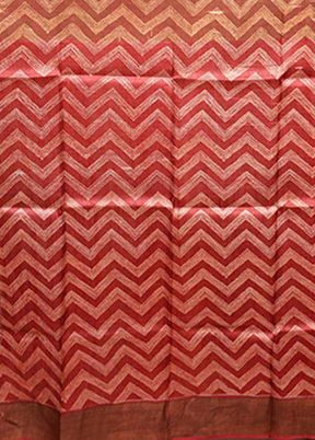 Pink Handloom Tussar Pure Silk Saree With Blouse Piece