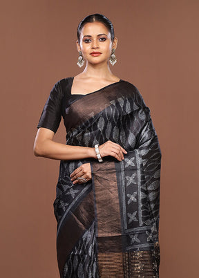 Blue Handloom Tussar Pure Silk Saree With Blouse Piece