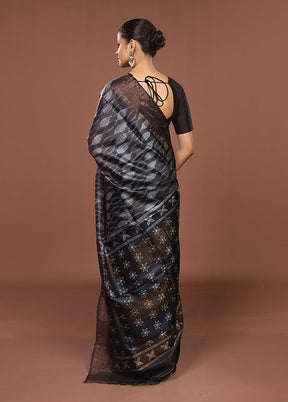 Blue Handloom Tussar Pure Silk Saree With Blouse Piece