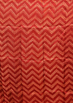 Red Tussar Silk Saree With Blouse Piece