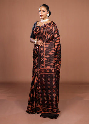 Black Tussar Silk Saree With Blouse Piece