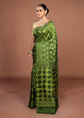 Green Tussar Silk Saree With Blouse Piece