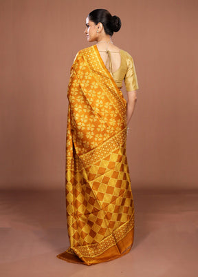 Yellow Tussar Silk Saree With Blouse Piece