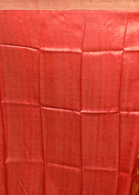 Pink Handloom Tussar Pure Silk Saree With Blouse Piece