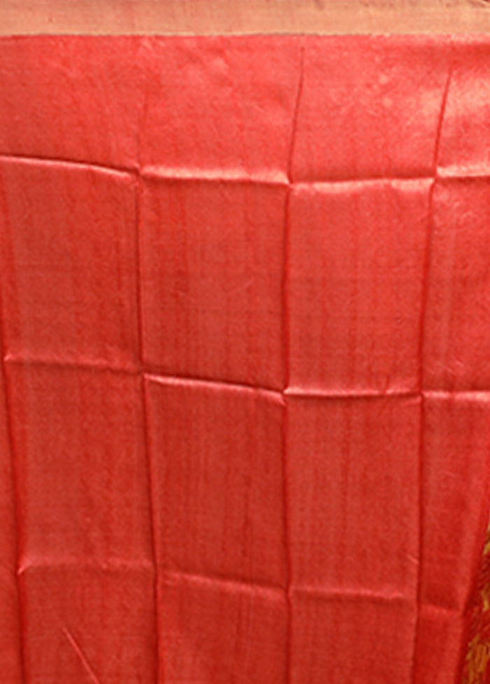 Pink Handloom Tussar Pure Silk Saree With Blouse Piece