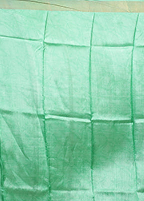 Green Handloom Tussar Pure Silk Saree With Blouse Piece
