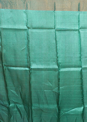 Green Handloom Tussar Pure Silk Saree With Blouse Piece