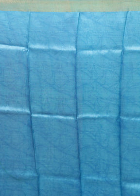 Blue Handloom Tussar Pure Silk Saree With Blouse Piece