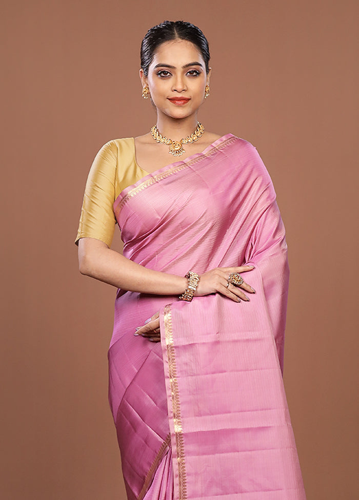 Purple Handloom Kanjivaram Pure Silk Saree With Blouse Piece