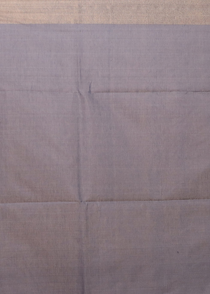 Grey Pure Cotton Saree With Blouse Piece