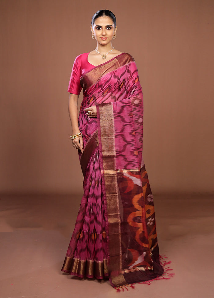 Purple Pure Cotton Saree With Blouse Piece