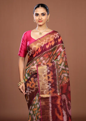 Purple Pure Cotton Saree With Blouse Piece