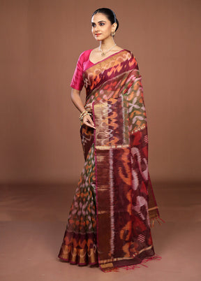 Purple Pure Cotton Saree With Blouse Piece