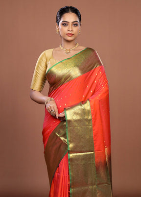 Pink Kanjivaram Silk Saree With Blouse Piece