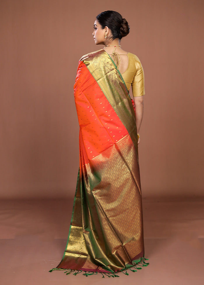 Pink Kanjivaram Silk Saree With Blouse Piece