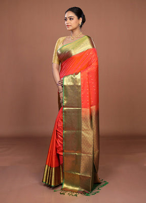 Pink Kanjivaram Silk Saree With Blouse Piece