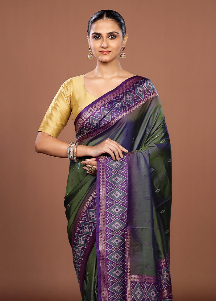 Green Dupion Silk Saree With Blouse Piece