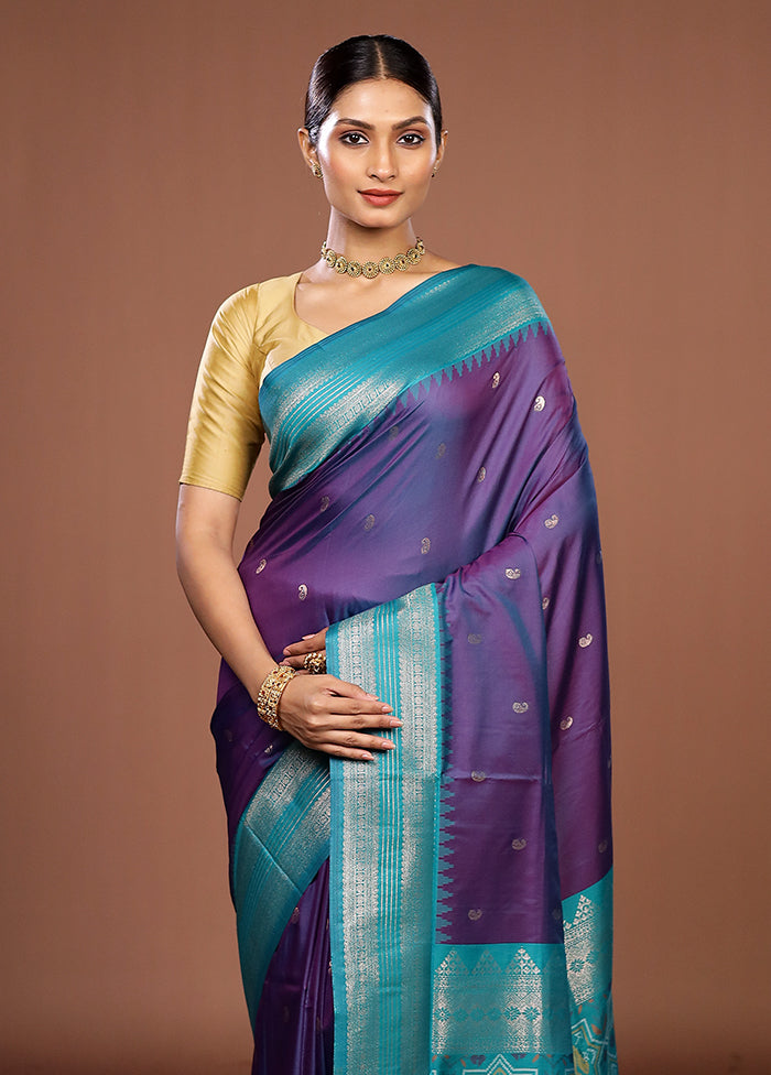 Purple Dupion Silk Saree With Blouse Piece