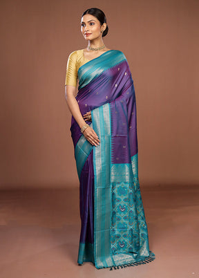 Purple Dupion Silk Saree With Blouse Piece