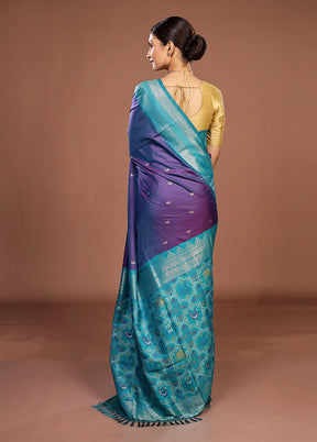 Purple Dupion Silk Saree With Blouse Piece